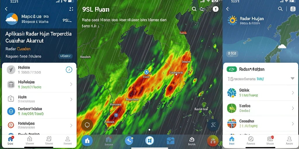 Antarmuka 9SL menunjukkan radar hujan secara real-time dengan informasi cuaca terkini.