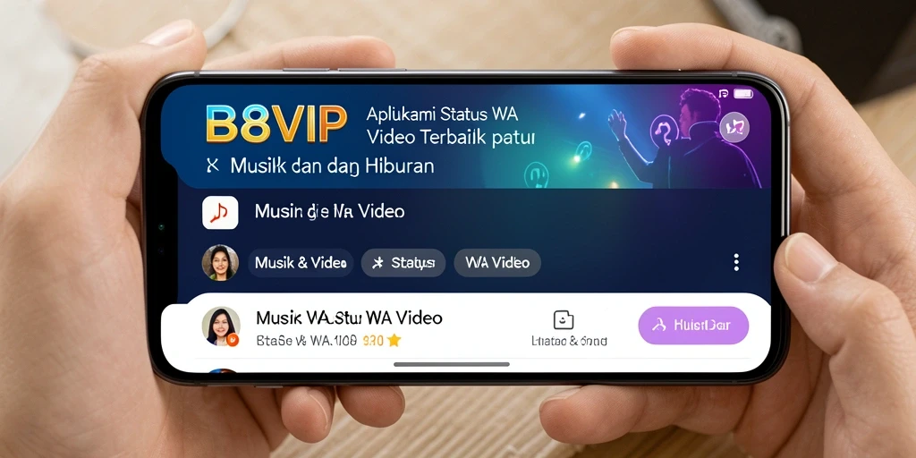 Antarmuka pengguna B8VIP menampilkan koleksi video status WA yang menarik.