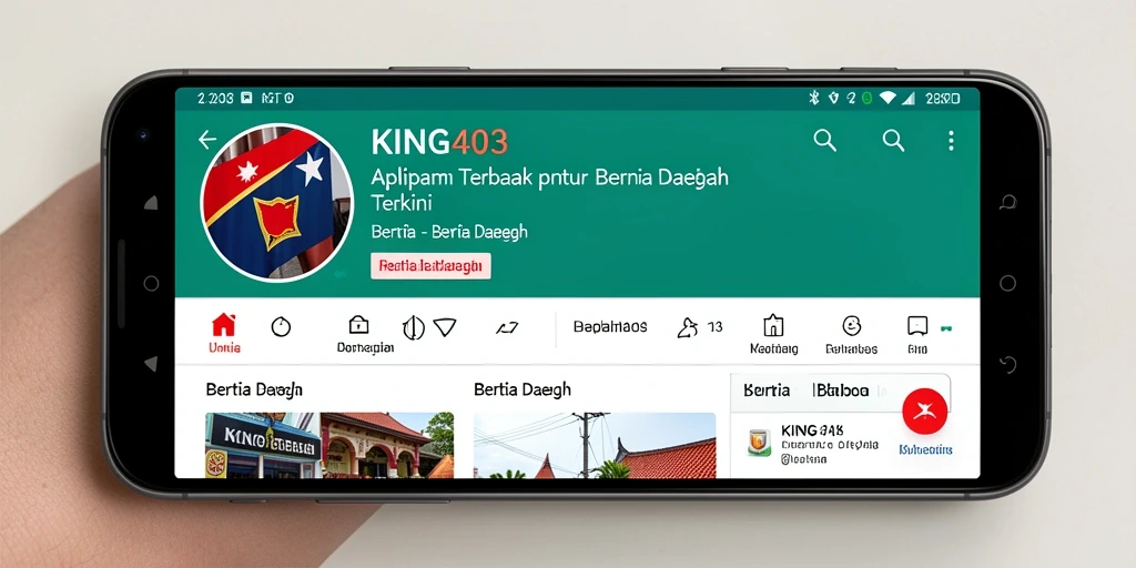 Tampilan antarmuka aplikasi KING403 untuk berita daerah.
