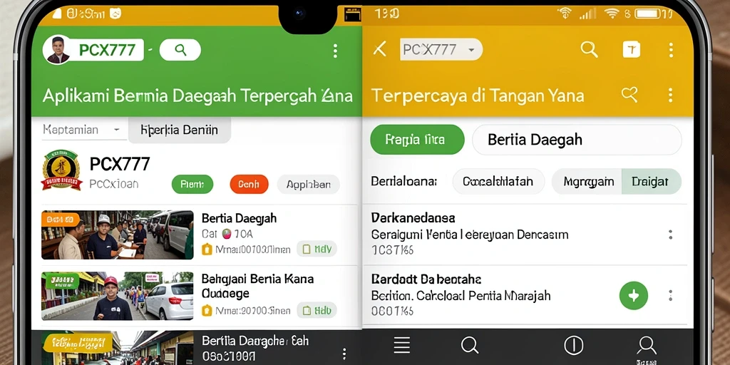 Tampilan antarmuka aplikasi PCX777 yang sederhana dan informatif.