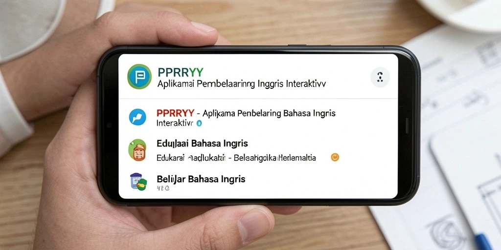 Antarmuka PPRRYY dengan fitur Belajar Bahasa Inggris yang menarik.
