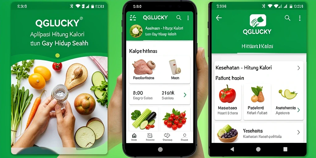 Antarmuka pengguna QGLUCKY yang intuitif untuk menghitung kalori.