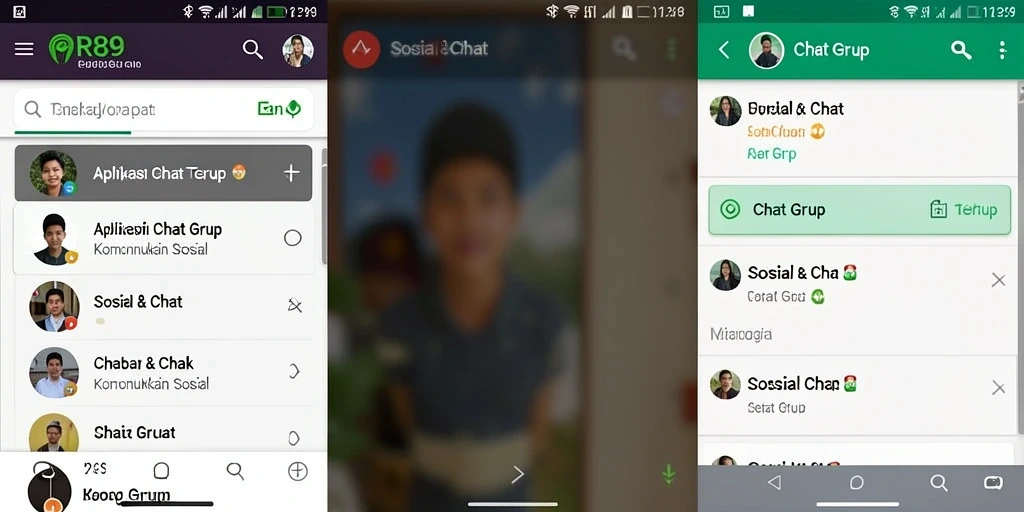 Antarmuka pengguna RR89 menampilkan fitur Chat Grup yang intuitif dan menarik.