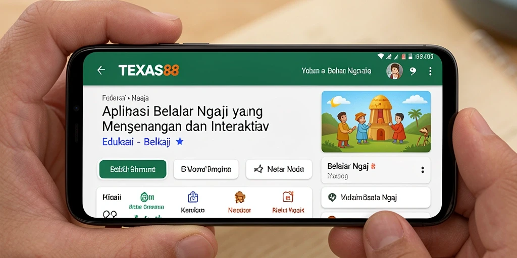 Tampilan antarmuka aplikasi TEXAS88 untuk belajar ngaji.
